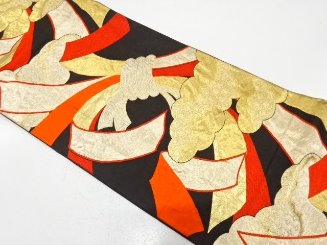 JAPANESE KIMONO / ANTIQUE FUKURO OBI / SILK / WOVEN NOSHI PATTERN